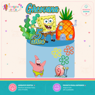 Arquivo Digital Topper de Bolo Bob Esponja